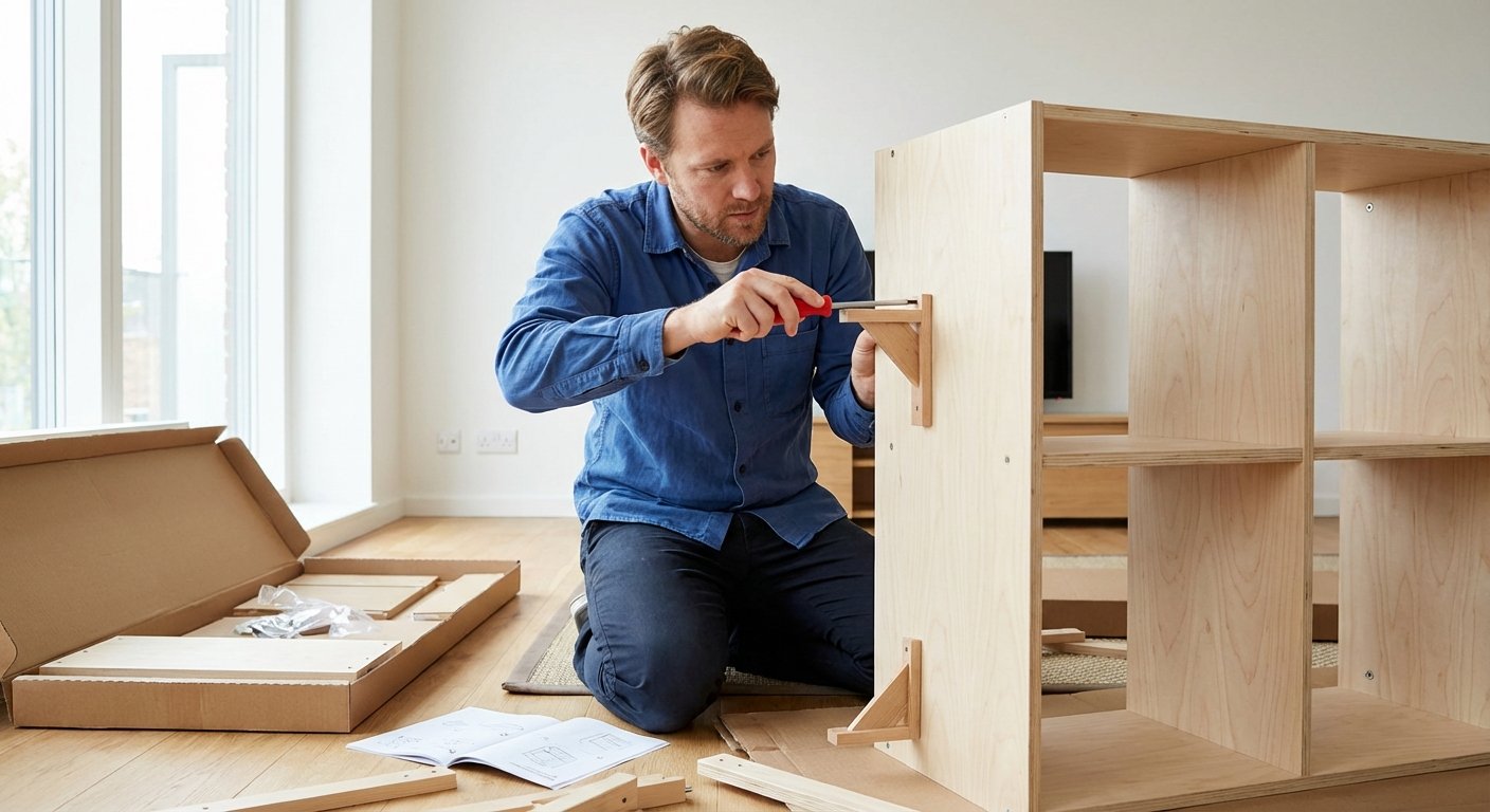 Profesionalus meistras surenka baldus kliento namuose