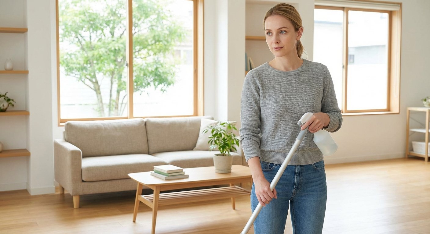 Šviesi ir švari svetainė po generalinio valymo