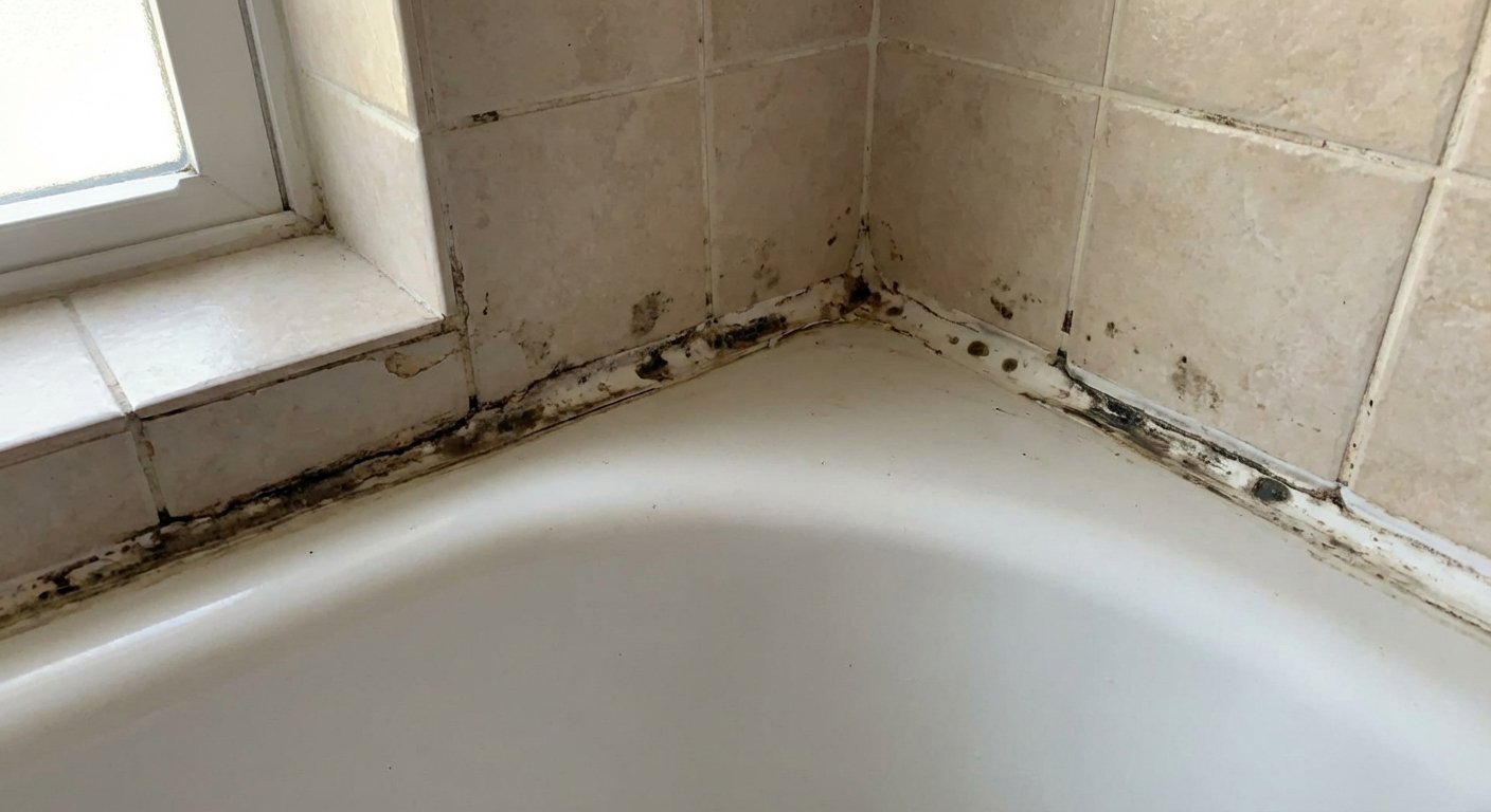 Pajuodęs silikonas vonioje